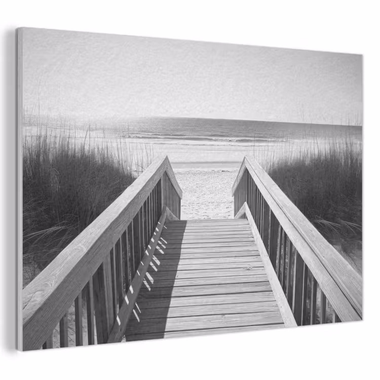 Akoestisch schilderij - Loopbrug - Hout - Strand - Zee — 1