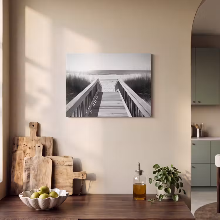 Akoestisch schilderij - Loopbrug - Hout - Strand - Zee — 3