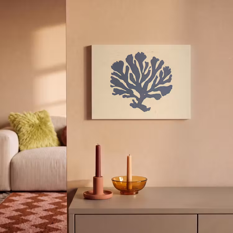 Akoestisch schilderij - Blauw koraal - Vertakkingen - Beige — 2
