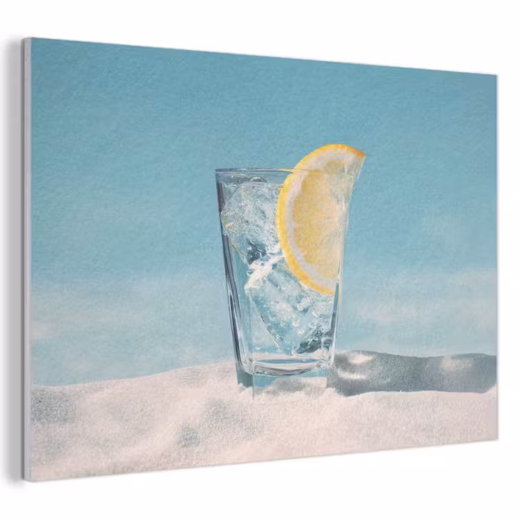 Akoestisch schilderij - Glas - ijsblokjes - Citroen — 1