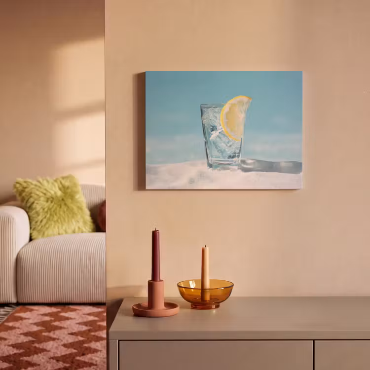 Akoestisch schilderij - Glas - ijsblokjes - Citroen — 2