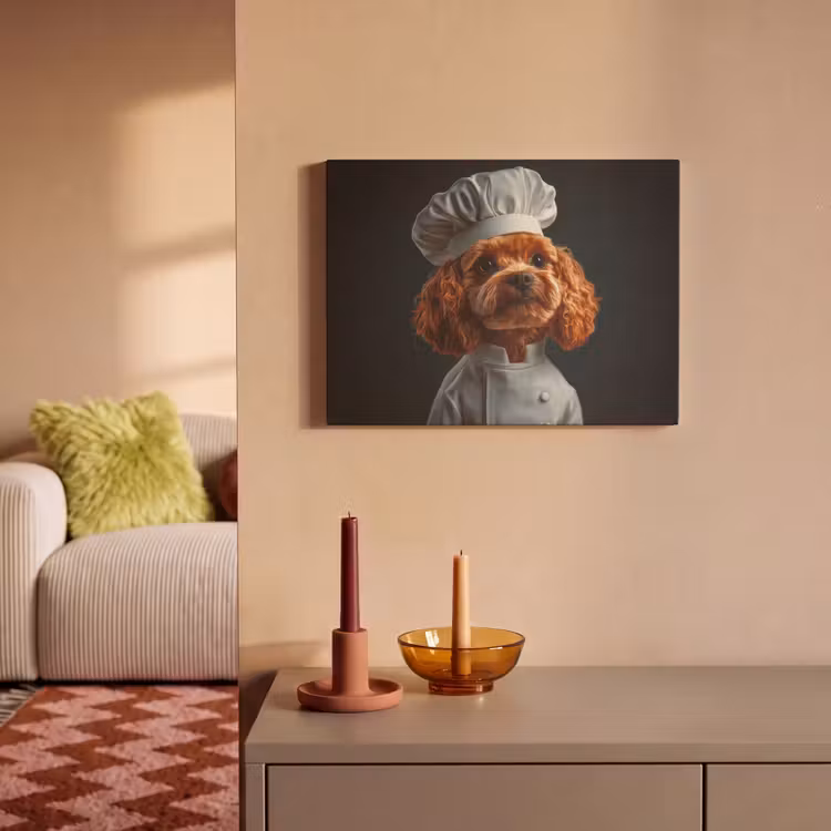 Akoestisch schilderij - Bruin - Kok - Hondje — 2