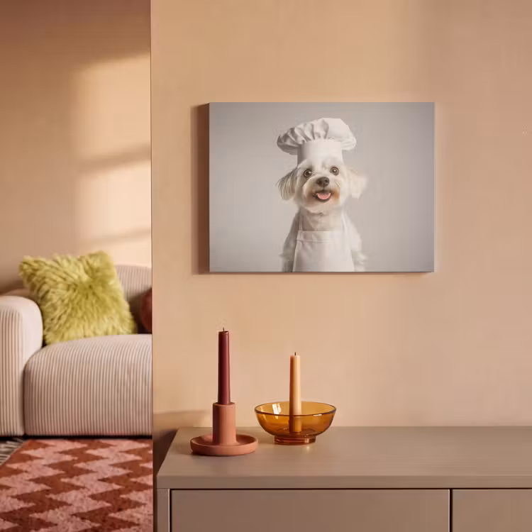 Akoestisch schilderij - Hond - Wit - Kok — 2