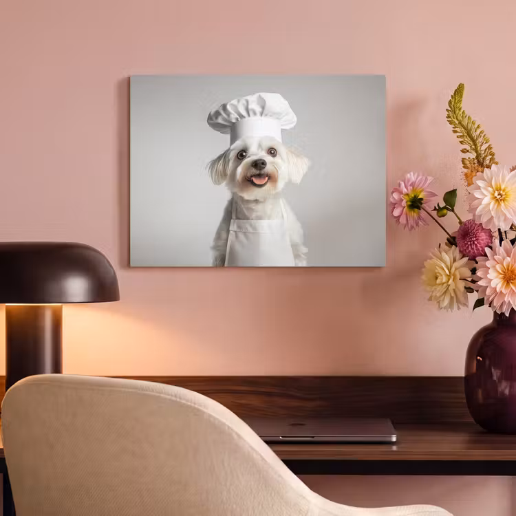 Akoestisch schilderij - Hond - Wit - Kok — 4