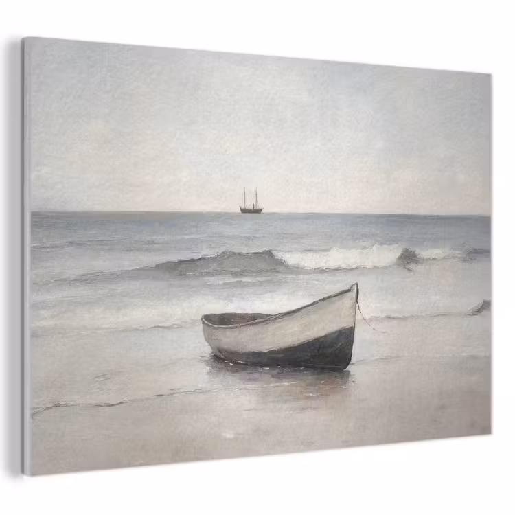 Akoestisch schilderij - Roeiboot - Zee - Horizon — 1
