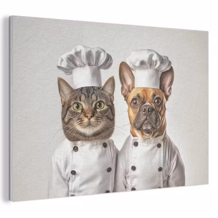 Akoestisch schilderij - Kat - Hond - Kokskleding — 1