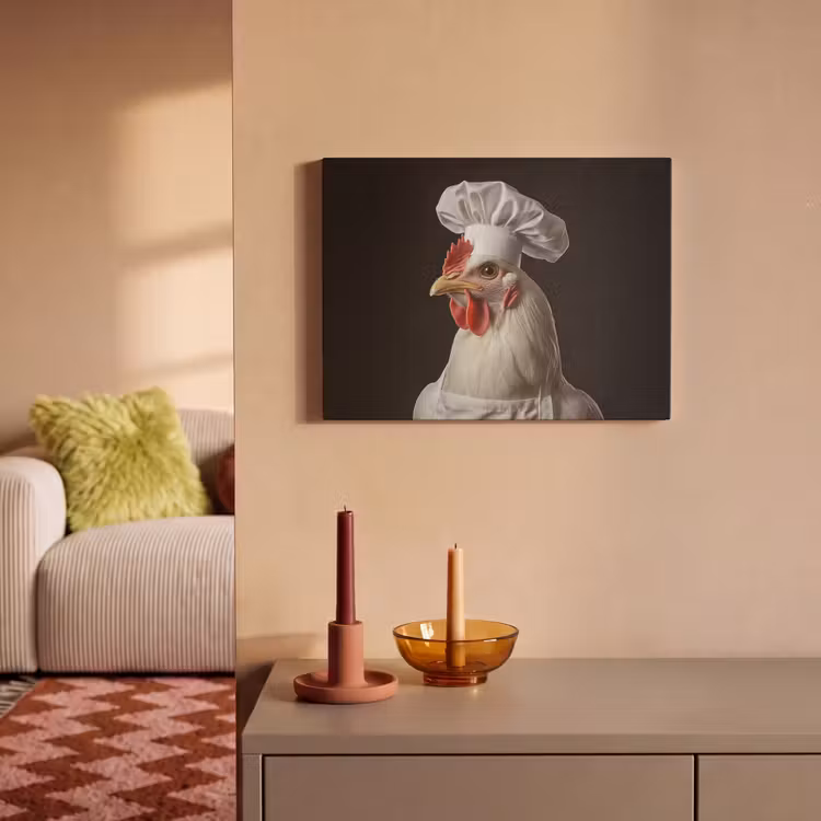 Akoestisch schilderij - Kok - Rood - Kip — 2