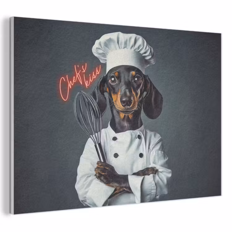 Akoestisch schilderij - Quote - Neon - Hond - Kokskleding — 1