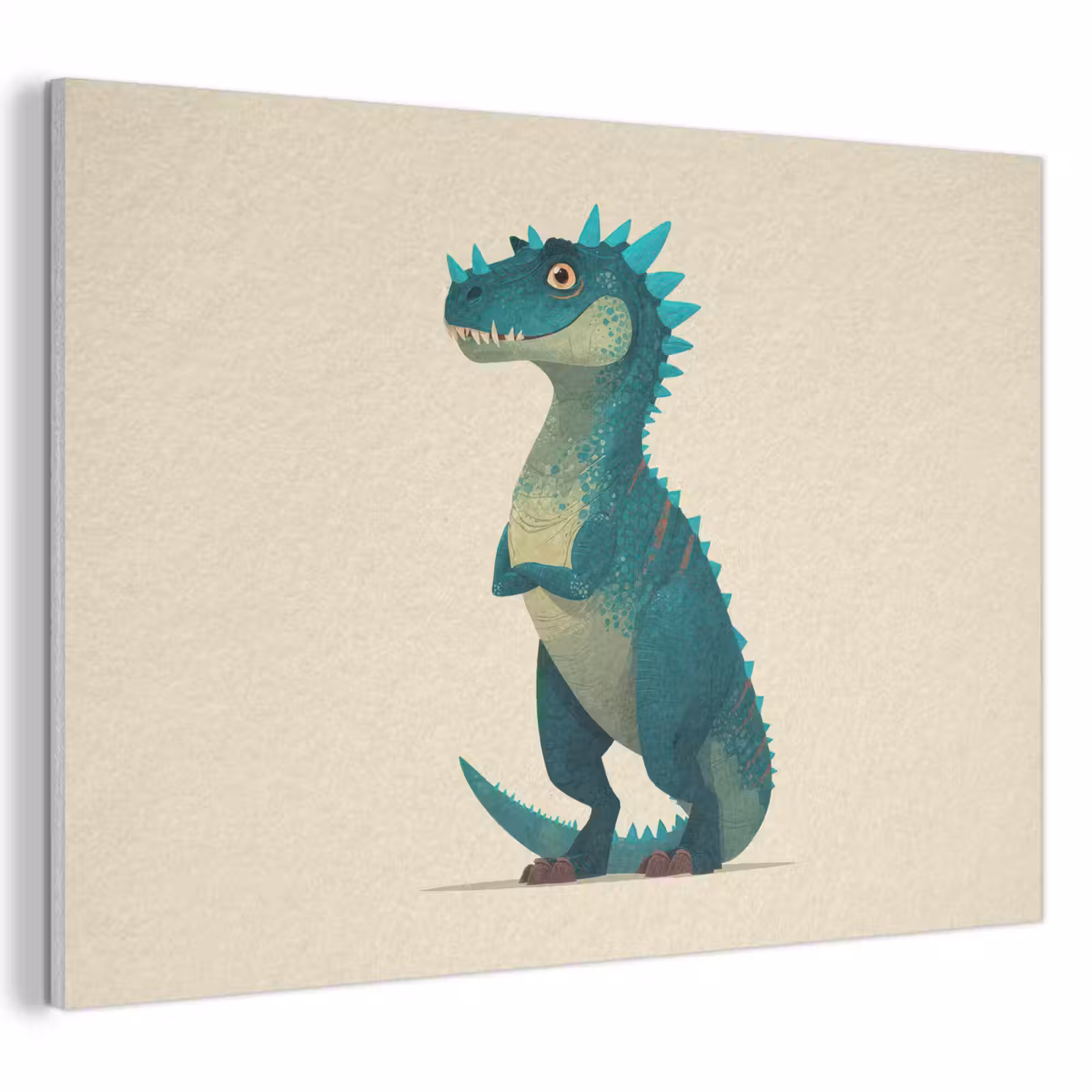 Akoestisch schilderij - Dinosaurus - Turquoise - Stekels — 1