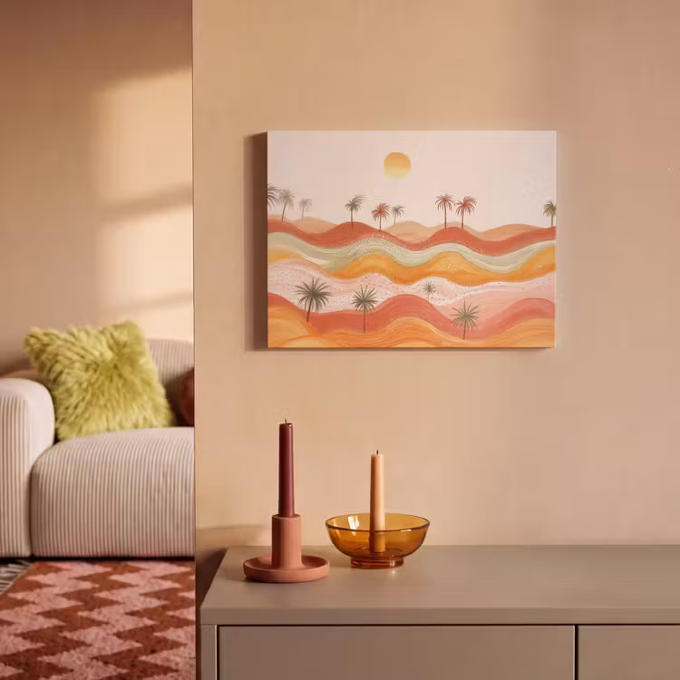 Akoestisch schilderij - Abstract landschap - Palmbomen - Kleurrijk — 2