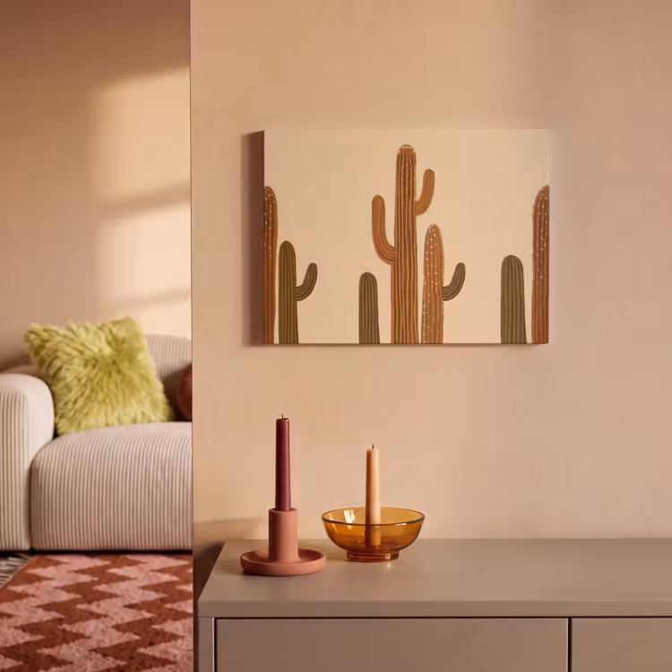 Akoestisch schilderij - Cactus - Woestijn - Zand - Bruin — 2