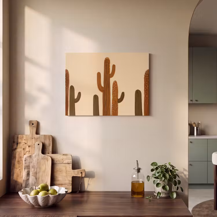 Akoestisch schilderij - Cactus - Woestijn - Zand - Bruin — 3