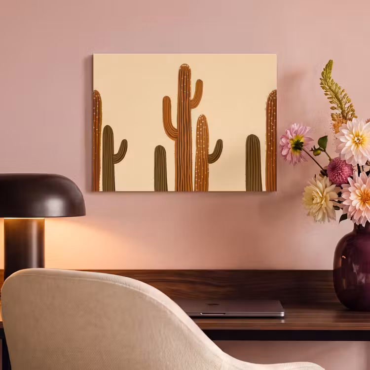 Akoestisch schilderij - Cactus - Woestijn - Zand - Bruin — 4