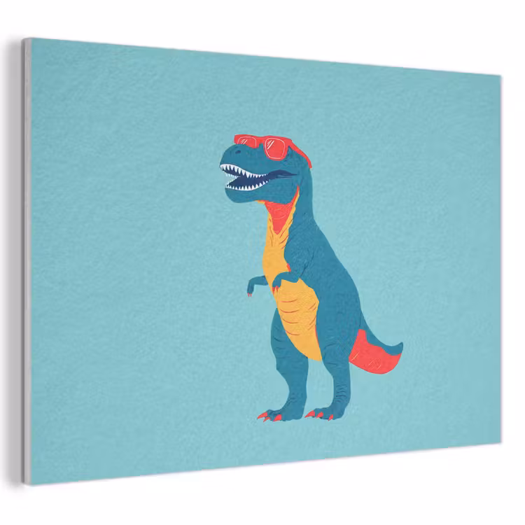 Akoestisch schilderij - Dinosaurus - Blauw - Zonnebril — 1