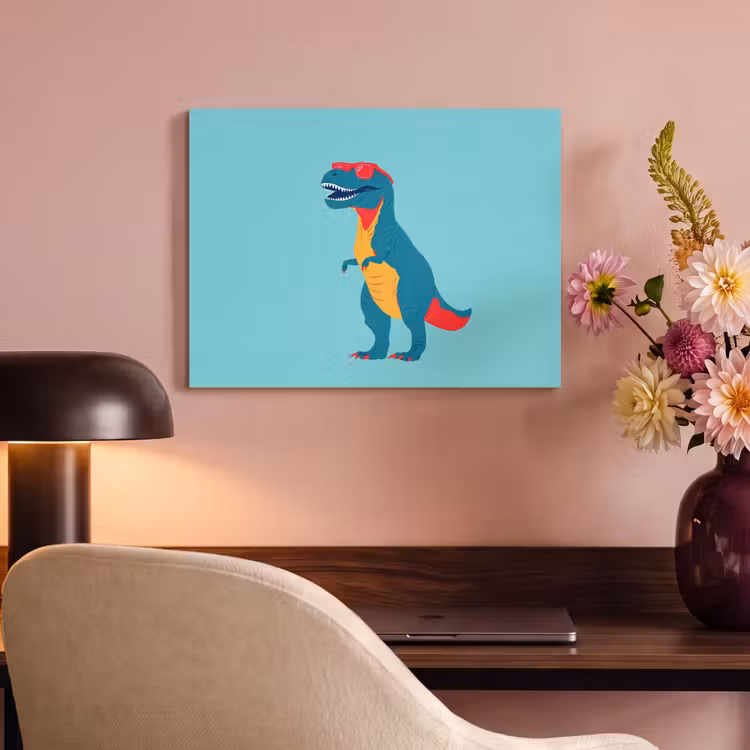 Akoestisch schilderij - Dinosaurus - Blauw - Zonnebril — 4