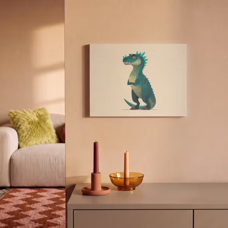 Akoestisch schilderij - Dinosaurus - Turquoise - Stekels — 2