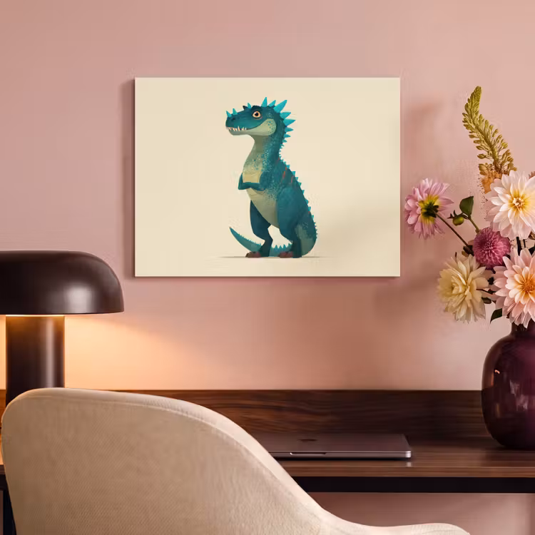 Akoestisch schilderij - Dinosaurus - Turquoise - Stekels — 4