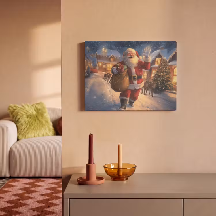 Akoestisch schilderij - Kerstman - Dorp - Hert - Donker — 2