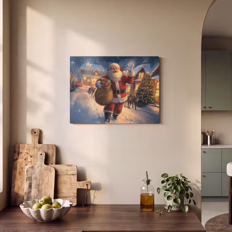 Akoestisch schilderij - Kerstman - Dorp - Hert - Donker — 3