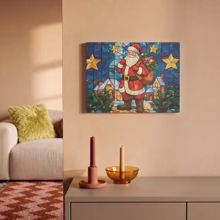 Akoestisch schilderij - Kerstman - Glas - Kleurrijk — 2