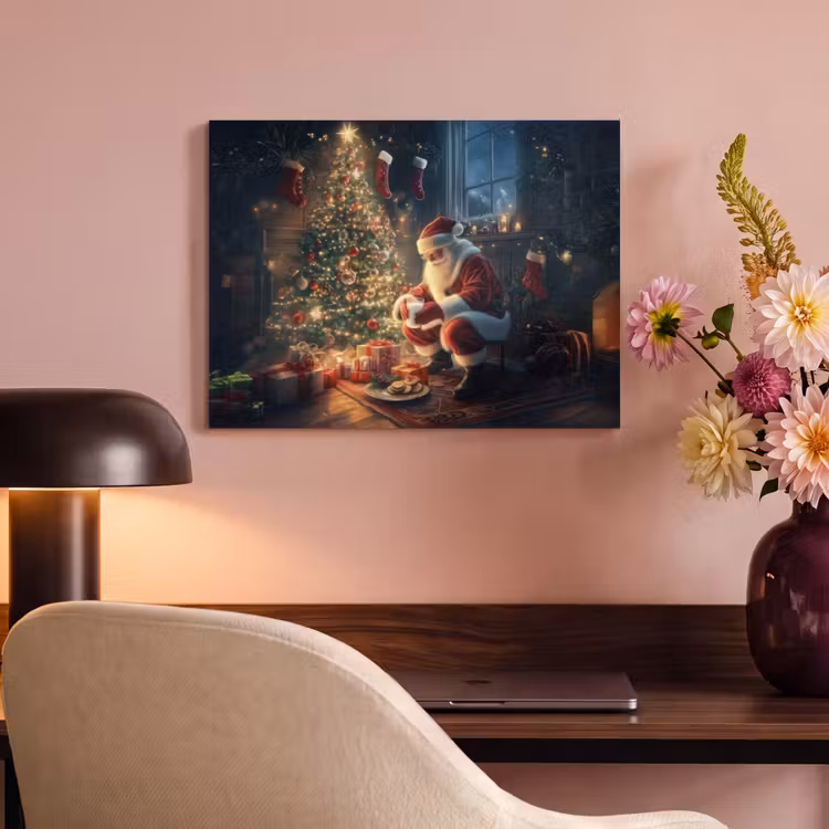 Akoestisch schilderij - Kerstman - Haard - Donker — 4