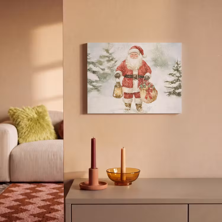 Akoestisch schilderij - Kerstman- Winter - Sneeuw - Wit - Rood — 2
