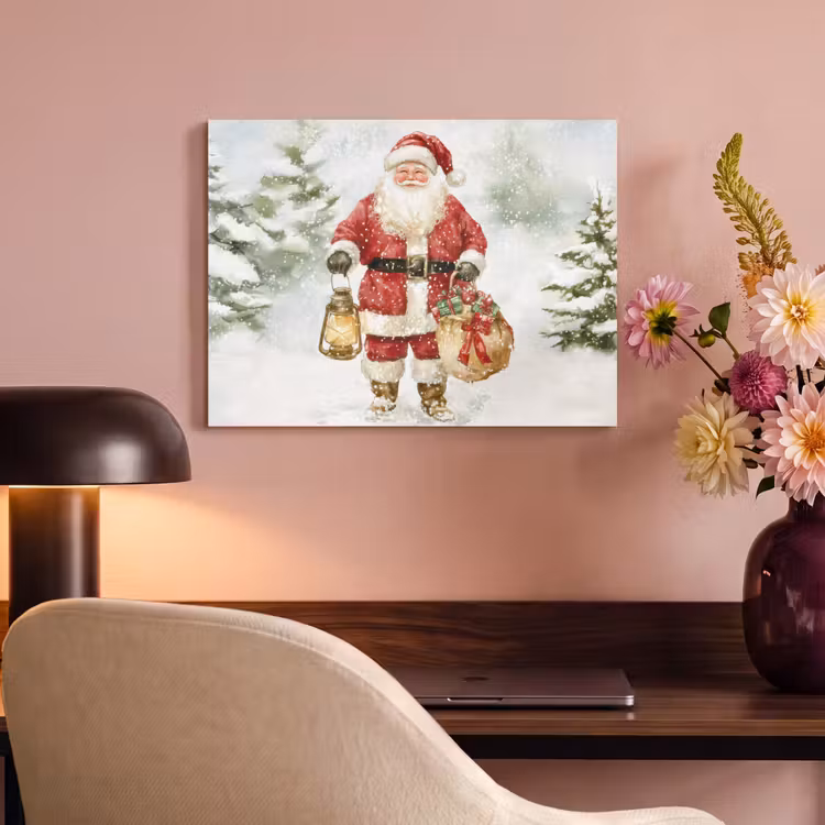 Akoestisch schilderij - Kerstman- Winter - Sneeuw - Wit - Rood — 4