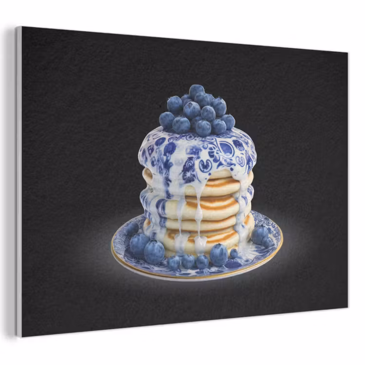 Akoestisch schilderij - Pannenkoeken - Blauwe Bessen - Bord — 1
