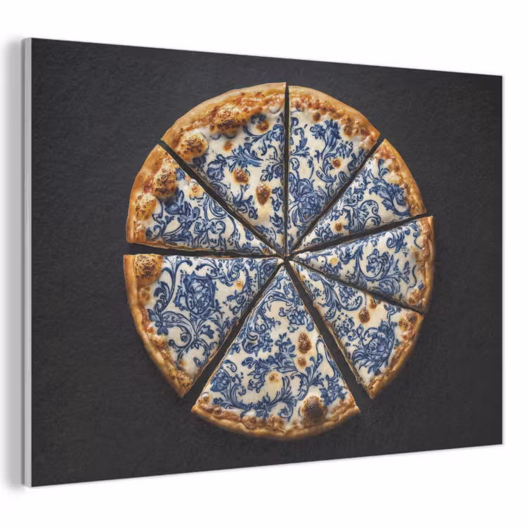 Akoestisch schilderij - Pizza - Eten - Delftsblauw — 1