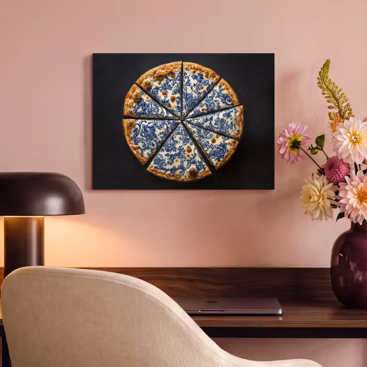 Akoestisch schilderij - Pizza - Eten - Delftsblauw — 4