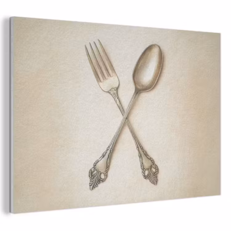 Akoestisch schilderij - Beige - Vintage - Bestek — 1