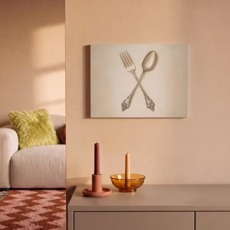 Akoestisch schilderij - Beige - Vintage - Bestek — 2