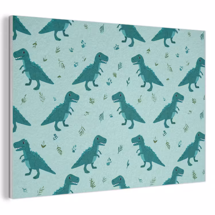Akoestisch schilderij - Donkergroen - Dinosaurussen - Afdrukken - Bladeren — 1