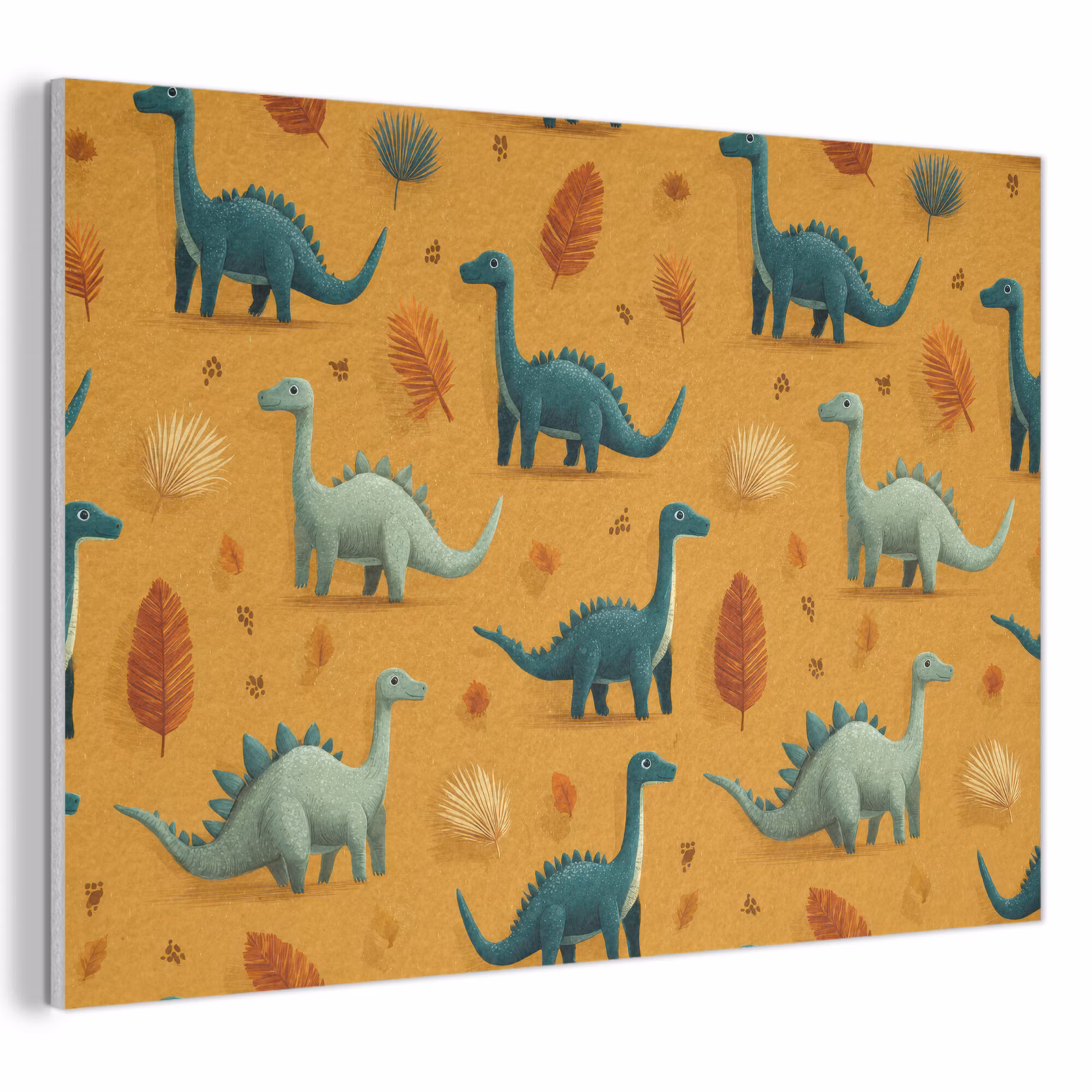 Akoestisch schilderij - Dinosaurussen - Stekels - Herfstbladeren - Bruin — 1