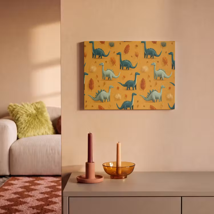 Akoestisch schilderij - Dinosaurussen - Stekels - Herfstbladeren - Bruin — 2