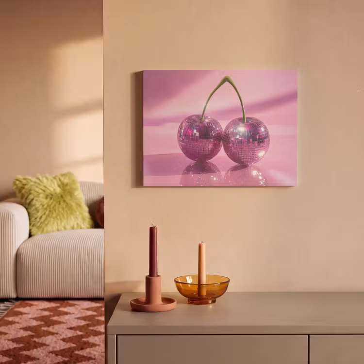 Akoestisch schilderij - Glitter - Discobol - Roze - Kersen — 2