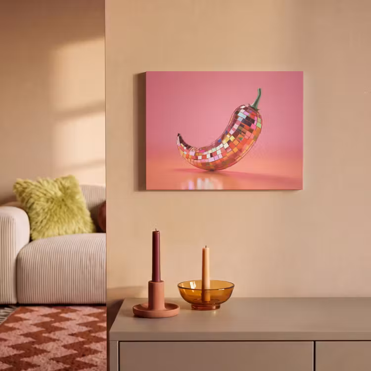 Akoestisch schilderij - Peper - Disco - Rood - Glitter — 2