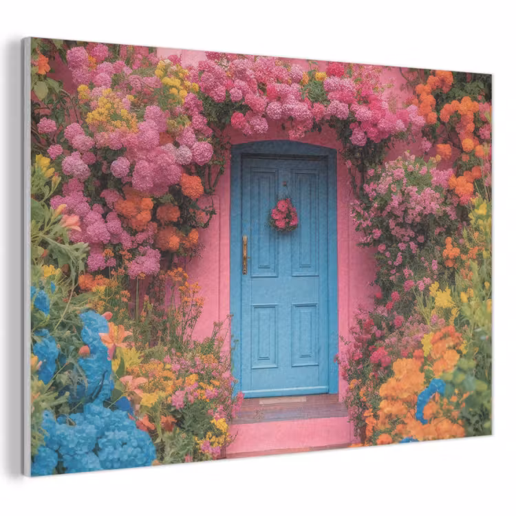 Akoestisch schilderij - Bloemen - Deur - Roze — 1