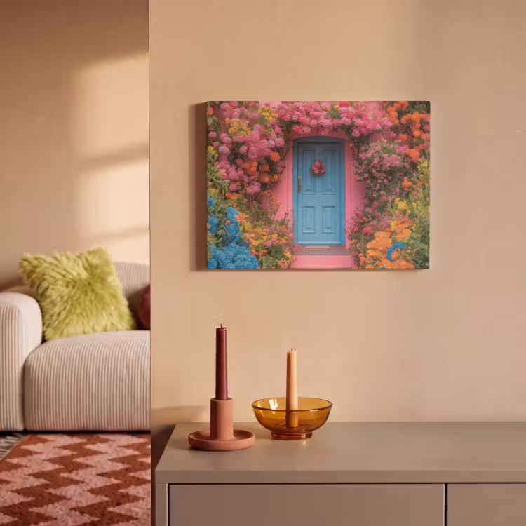 Akoestisch schilderij - Bloemen - Deur - Roze — 2