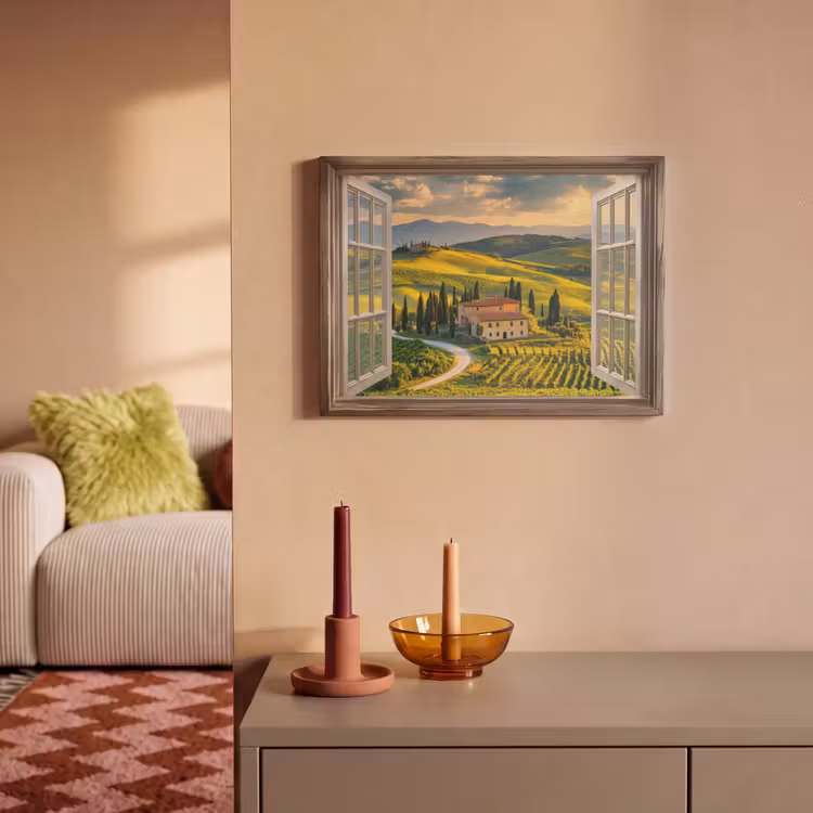 Akoestisch schilderij - Doorkijk - Toscane - Uitzicht - Landschap - Zomer — 2