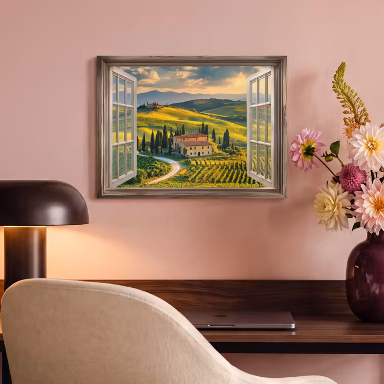 Akoestisch schilderij - Doorkijk - Toscane - Uitzicht - Landschap - Zomer — 4