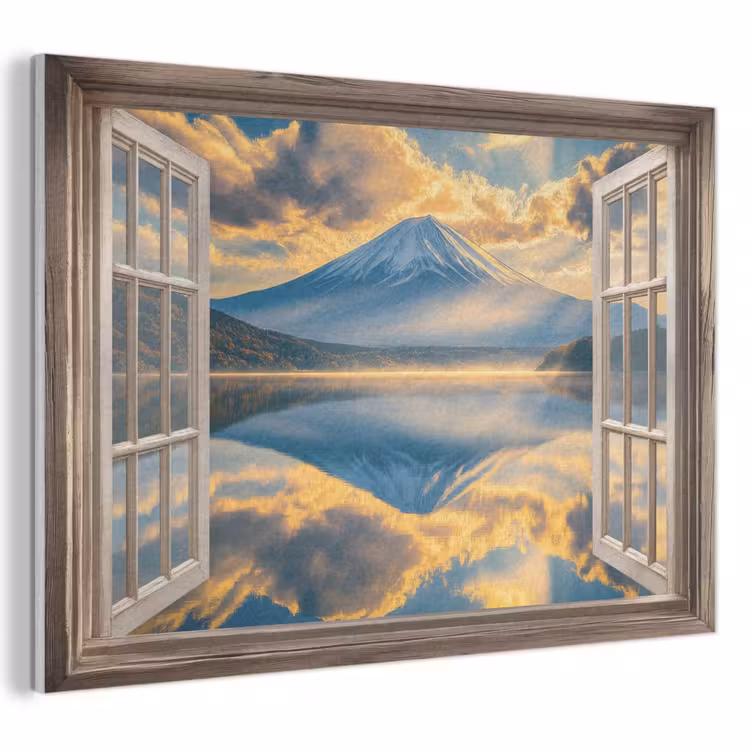 Akoestisch schilderij - Doorkijk - Landschap - Bergen - Uitzicht - Raam — 1