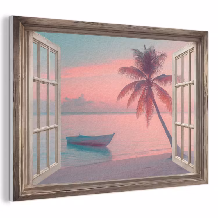 Akoestisch schilderij - Doorkijk - Strand - Palmboom - Tropisch — 1