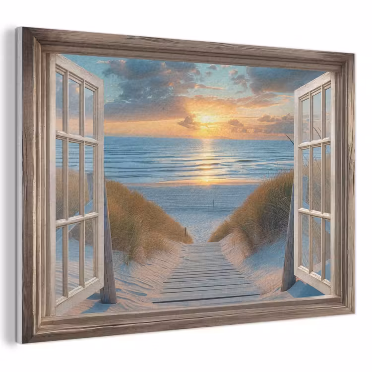 Akoestisch schilderij - Doorkijk - Strand - Pad - Zonsondergang — 1