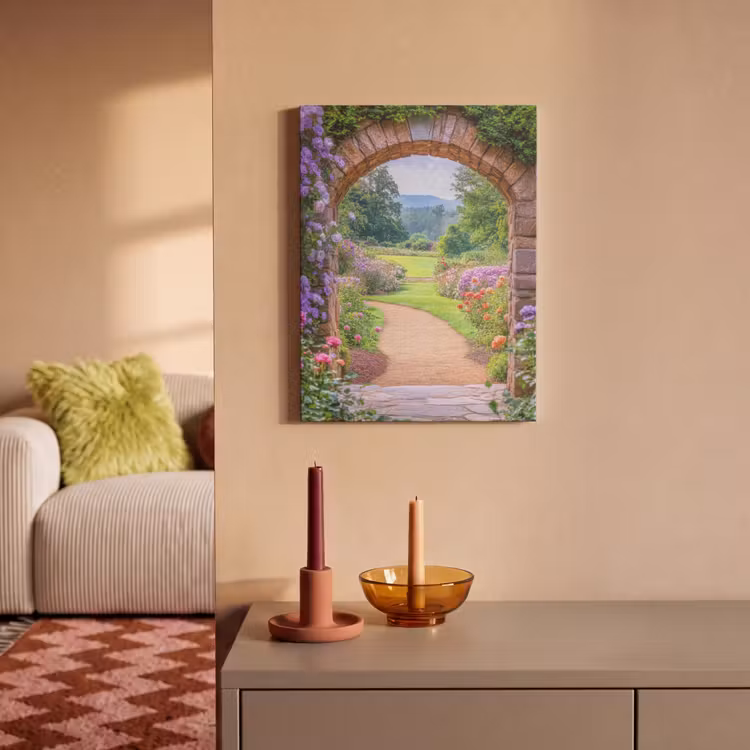 Akoestisch schilderij - Doorkijk - Poort - Bloemen - Tuin — 2