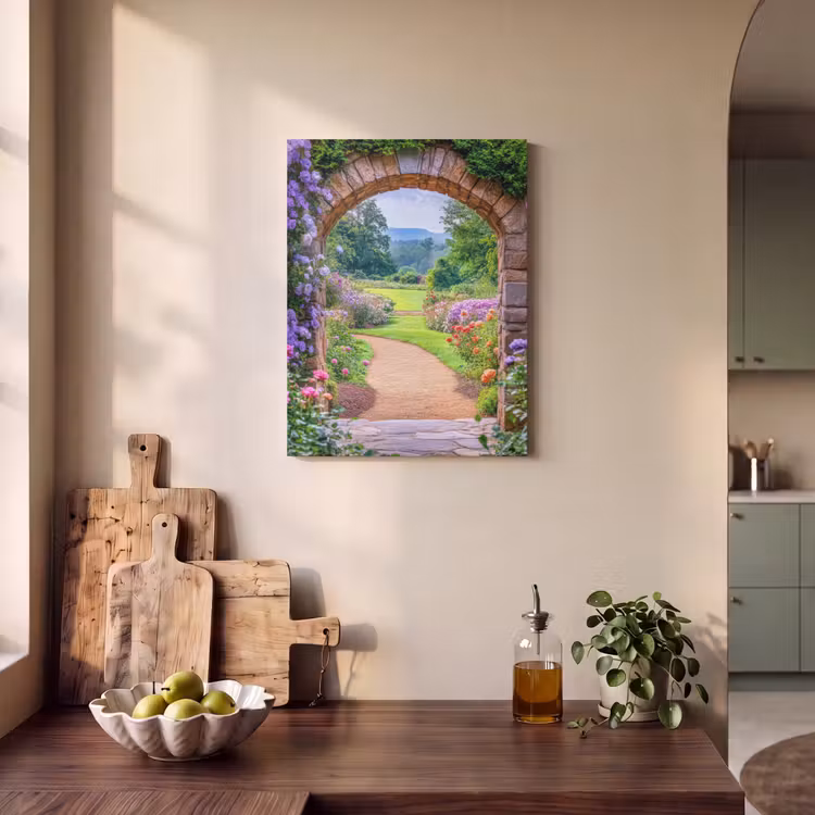 Akoestisch schilderij - Doorkijk - Poort - Bloemen - Tuin — 3