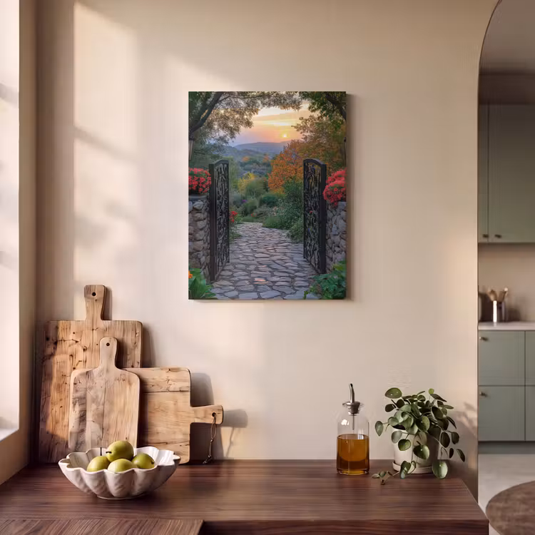 Akoestisch schilderij - Landschap - Hek - Pad - Zonsondergang - Natuur — 3