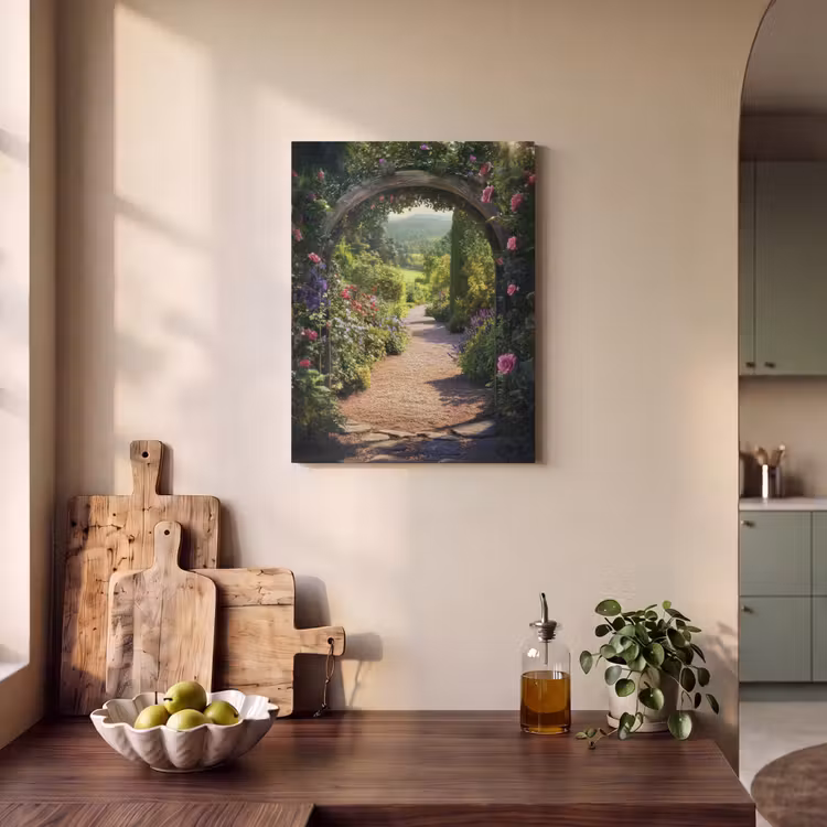 Akoestisch schilderij - Doorkijk - Bloemen - Natuur - Rozenboog — 3