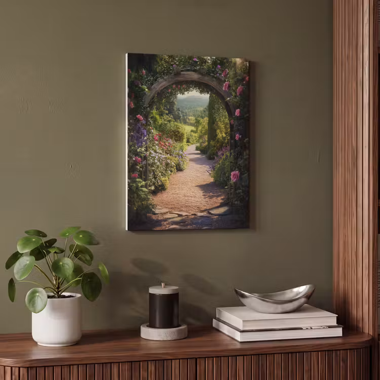 Akoestisch schilderij - Doorkijk - Bloemen - Natuur - Rozenboog — 4