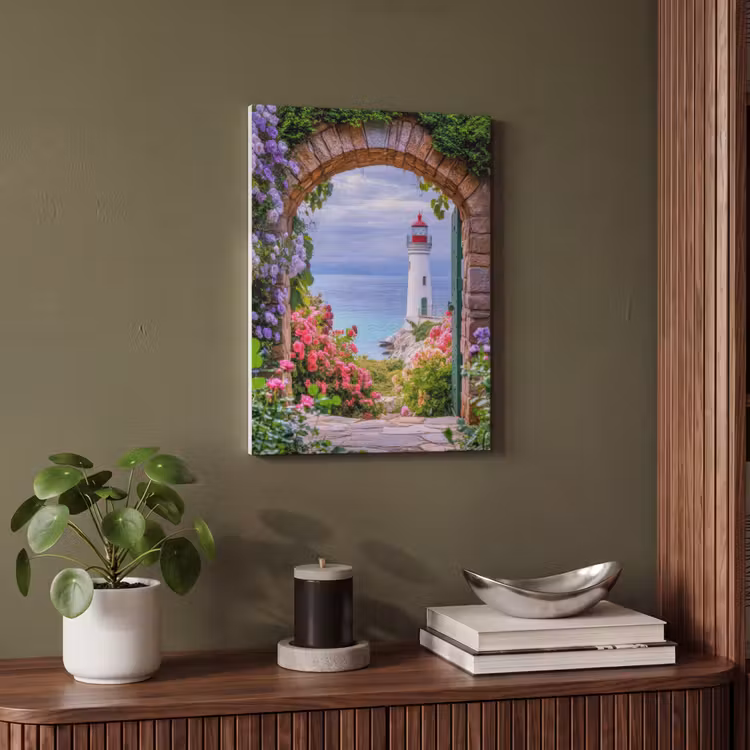 Akoestisch schilderij - Doorkijk - Vuurtoren - Bloemen - Uitzicht — 4